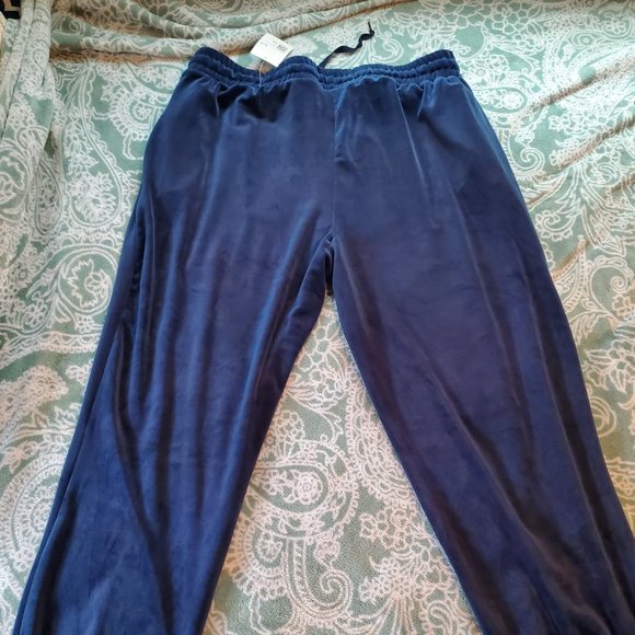 Forever 21 NWT Women's Plus Size 2X Velour Drawstring Navy Blue Joggers Pockets - Picture 7 of 10